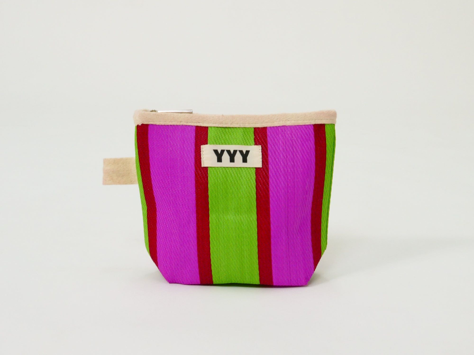 Bright striped mini pouch handmade in small batches