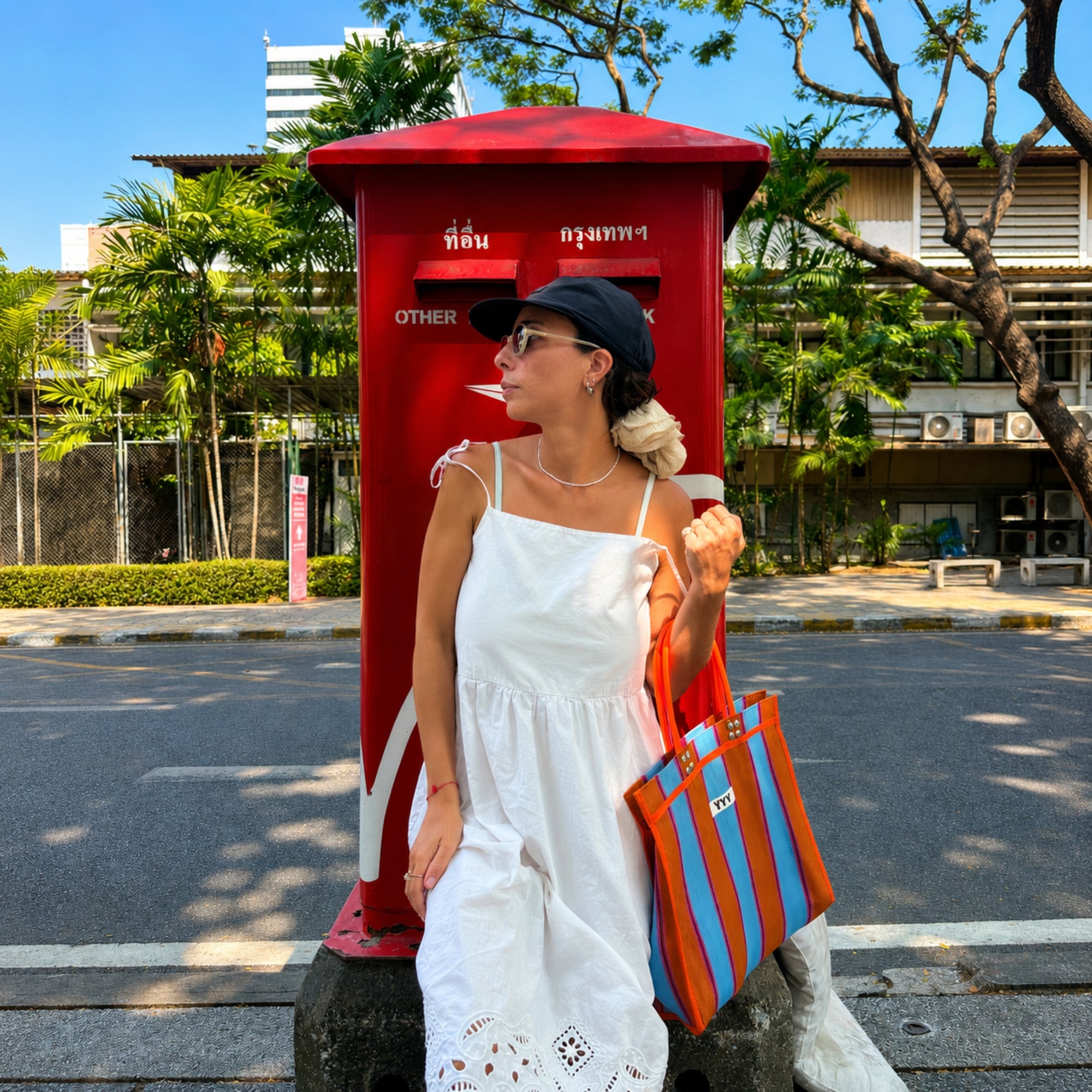 Orange & Pink Stripe Tote