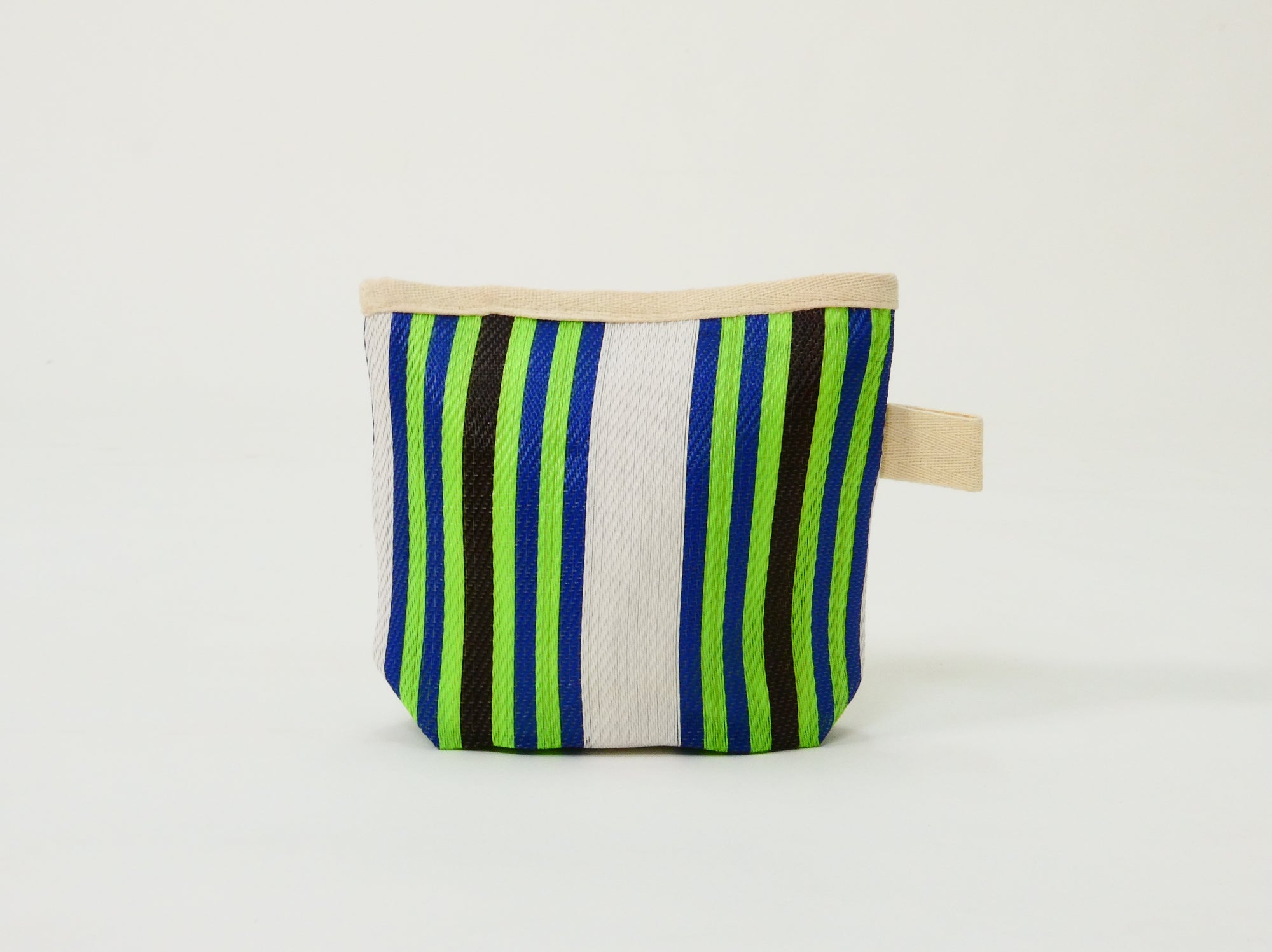 The Mini pouch with striped design and zipper closure
